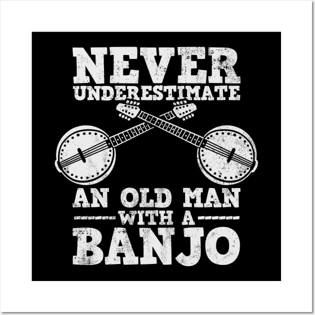 Banjo Bluegrass Old Man Banjo Player Wall Art by KAWAIITEE